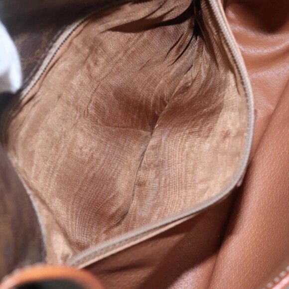 CELINE Macadam Canvas Circle Shoulder Bag PVC Leather Brown Gold Auth EC528 - Picture 10 of 16